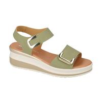 Valleverde VGI350AF Sandalias con Cuña para Mujer Ajustable, Verde Olivo, Hebilla Dorada, Correa en el Tobillo., Olivo, 37 EU