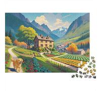 Valley Farm House Puzzles for Elderly 1000 Piezas Recyclable Paper Pastoral Scenery Puzzle for Adultos Interesting Family Accesorios de Juego Party Accesorios de Juego para el Hogar 52x38cm/1000pcs