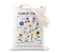 Valley Game - Bolsa de mano inspirada en la flora de Star-dew con flores de pelícano, regalo botánico vintage, White, 14.56INCHES