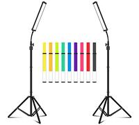 Vallkay - Kit de iluminación de Video LED con Varita, luz de Estudio de fotografía, Soporte de trípode Ajustable, 9 filtros de Color 5600 K, Soporte portátil Regulable para transmisión en Vivo