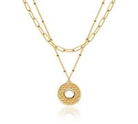 Valloey Rover Collar con colgante en capas para mujer, chapado en oro de 14 quilates, collares ajustables personalizados, regalo de joyería delicada hecha a mano para dama, Latón, circonita