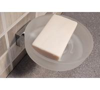 Vallona Jabónera De Vidrio Sólido 50Mm Base Montaje En Pared Cromo OBI