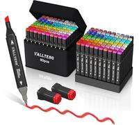 Vallteng 80 marcadores de colores a base de alcohol, bolígrafos de colores de secado rápido para adultos, niños, principiantes, marcadores permanentes de doble punta para dibujar, bocetos, anime