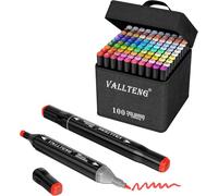 Vallteng Rotulador de 100 Colores,Marcadores Permanentes,Rotuladores Alcohol de Doble Punta para Artistas,Rotuladores Alcohol para Pintura, Dibujo, Diseño, Representación, Cartas, Carteles