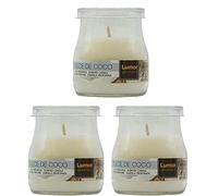 Valmoni Sport 3 X Velas Dulce de Coco Perfumada Vaso Yogur de Cristal Olor Aroma Frasco Vela Tarro