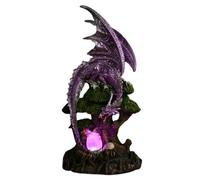 Valmoni Sport Figura de Dragón con Huevo y Bebé Iluminado con Luz LED Leyenda Oscura Madre de Dragón y Árbol de la Vida Resina Mitología Gótica