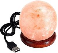 Valmoni Sport Lámpara Esfera USB Led Sal Del Himalaya Cambio de Color Multicolor Base Madera Bola Luz Multicolor