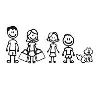 Valmoni Sport Pegatinas para Coche con Figura de Familia Divertida Papá Mamá Hija Hijo y Perro Mascota Personajes Individuales Perrito Hombre Mujer Niños Niña Calcomanía Vinilo Troquelado (Negro)