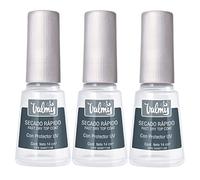 Valmy, Pack de Tres Esmalte Secado Rápido, Esmalte de Uñas Top Coat para Brillo y Protección (14 ml Cada Unidad)