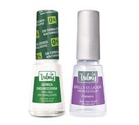 VALMY Pack Tratamiento Fortalecedor de Uñas: Química Endurecedora + Top Coat Brillo Sellador, Esmaltes Protectores y Endurecedores, Ideal para Uñas Frágiles, 14 ml c/u (2 unidades)