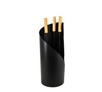 Valo Göteborg VK000305 Fireplace Companion Set (3-Piece Including Fireplace Brush, Shovel and Poker, Fireplace Set with Stand, Black with Wooden Handles)