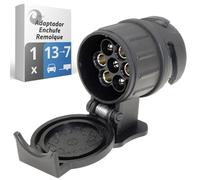 valonic Adaptador Enchufe Remolque - 13 a 7 - Accesorios para Caravana, Coche, camión, Porta bicis - 13 Pines a 7 Pines