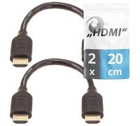valonic cable HDMI corto, 20cm - 2-pack - 4k, ARC, UHD, Full HD, Ethernet - negro - compatible con TV, PS5, Nintendo Wii, Xbox, 0,2 metros