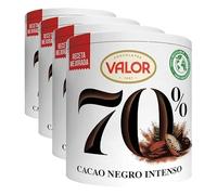 Valor - Cacao Soluble Negro Intenso 70%. Sin Gluten. Receta única y exquisita de cacao Valor. Intenso Sabor y Aroma - 300 Gramos (Paquete de 4)