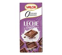 Valor - Chocolate con Leche sin Azúcar - Sin Gluten - 0% Azúcares añadidos. Tableta de Chocolate Negro Valor apto para Celiacos y Diabéticos - 100 Gramos