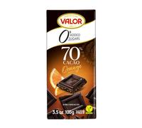 Valor - Chocolate Negro 70% con Naranja, 0% Azúcares Añadidos, 100 g