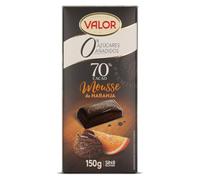 Valor - Chocolate Negro 70% Mousse de Naranja, 0% Azúcares Añadidos, 150 g