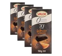 Valor - Chocolate Negro 70% Mousse de Naranja y Sin Azúcares Añadidos. Intenso Sabor y Cremosidad. Relleno de mousse de naranja. Sin glúten y Apto para Diabéticos - Tableta de 150 Gramos
