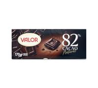 Valor - Chocolate Negro 82% - Sin Gluten. Tableta de Chocolate Negro Valor apto para Celiacos. Intenso Sabor y Aroma - 170 Gramos