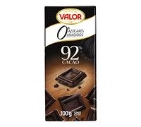 Valor - Chocolate Negro 92% sin Azúcar - Sin Gluten - 0% Azúcares añadidos. Chocolate Negro Valor apto para Celiacos. Endulzado con Stevia - 100 Gramos
