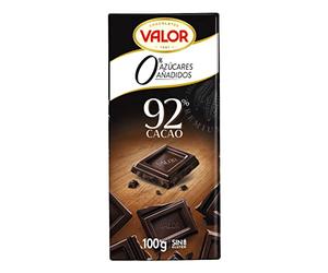 Valor - Chocolate Negro 92% sin Azúcar - Sin Gluten - 0% Azúcares añadidos. Chocolate Negro Valor apto para Celiacos. Endulzado con Stevia - 100 Gramos