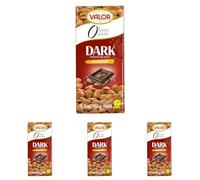 Valor - Chocolate puro con Almendras enteras Mediterráneas. Sin Gluten. 0% Azúcares añadidos. Chocolate puro Valor apto para Celiacos - 150 Gramos (Paquete de 4)