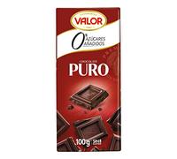 Valor - Puro Valor Chocolate sin Azúcar, Sin glúten y apto para Diabéticos, Endulzado con Stevia - 100 Gramos