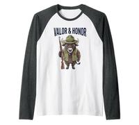 Valor & Honor Buffalo Patriotismo Militar Bison Soldier Camiseta Manga Raglan
