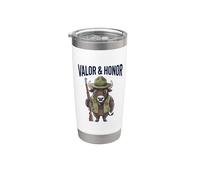 Valor & Honor Buffalo Patriotismo Militar Bison Soldier Vaso térmico de acero inoxidable de doble pared