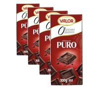 Valor - Puro Valor Chocolate sin Azúcar, Sin glúten y apto para Diabéticos, Endulzado con Stevia - 100 Gramos (Paquete de 4)