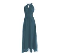 VALORIALUXE Vestido largo de ceremonia para mujer de tul con cut-out frontal y tirantes - Fabricado en Italia, S-M