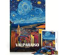 Valparaíso, Chile Arte: Noche Estrellada Rompecabezas de 1000 Piezas para Adultos Concentración Mental Momentos de Relax placenteros Ajuste Sorpresa Festiva (50x75cm)