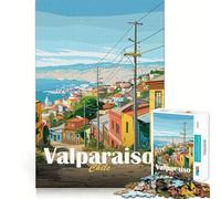 Valparaíso,Chile Rompecabezas 1000 Recall Fun Play Piezas sin Rebabas de Corte Limpio Portátil Ideal para Viajes Juego Divertido (50x75cm)