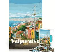 Valparaíso,Chile Rompecabezas para Adolescentes 1000 Piezas Mejora la Mente Juego Tamaño Uniforme Piezas precisas Diversión Familiar Actividad Nocturna (38x52cm)