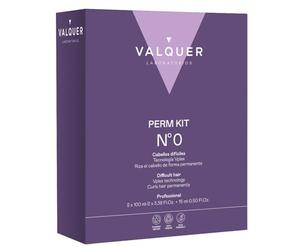 VALQUER Kit de Permanente Profesional Nº0 para Cabello Difícil | 215 ml | Tratamiento Moldeador de Rizos Permanentes | Define el Pelo Rizado con Tecnología Vplex y Suavidad Efecto Seda