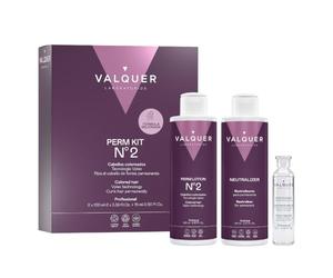 VALQUER Kit de Permanente Profesional No2 para Cabello Teñido | 215 ml | Rizos Permanentes | Conserva el Color y Fortalece la Fibra Capilar con Tecnología Vplex