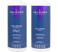 Valquer Pack Ácido Hialurónico Champú Reparador y Mascarilla Capilar Fórmula Zero. Hidrata y Protege el Cabello Dañado y Seco. Con Aloe Vera, Pantenol y Keratina. Para todo tipo de pelo. 1 L + 975 ml