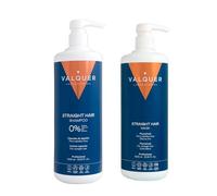 Valquer Pack Cabello Liso Zero Champú 1 L y Mascarilla Efecto Frío 975 ml. Limpia, Repara y Protege el Pelo Proporcionando Brillo y Suavidad. Con Extracto de Algodón, Arándano y Vitamina E. Vegano.