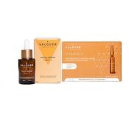Valquer Pack Facial Serum 30 ml y Ampollas 10 ml, Hidratante y Protector con Vitamina C, E y Ácido Hialurónico. Antiarrugas Revitalizante con Ingredientes Naturales para Todo Tipo de Piel. Vegano.