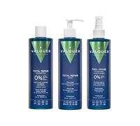 Valquer Pack Total Repair Zero Champú 400 ml, Mascarilla 275 ml y Acondicionador Bifásico 300 ml. Repara, Suaviza y Nutre el Cabello Dañado y Seco. Hidratación Intensa con Caviar verde y Vitamina E.