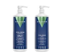 VALQUER Pack Total Repair | Champú y Mascarilla | 1 L + 975 ml | Repara, Nutre e Hidrata el Cabello Dañado y Seco | Con Caviar Verde, Vitamina E y Cápsulas de Algodón | Vegano