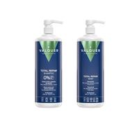 VALQUER Pack Total Repair Champú y Mascarilla Zero | Repara, Nutre e Hidrata el Cabello Dañado y Seco | Con Caviar Verde, Vitamina E y Cápsulas de Algodón | Vegano | 1 L + 975 ml
