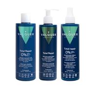 Valquer Pack Total Repair Zero Champú 400 ml, Mascarilla 275 ml y Acondicionador Bifásico 300 ml. Repara, Suaviza y Nutre el Cabello Dañado y Seco. Hidratación Intensa con Caviar verde y Vitamina E.