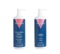 VALQUER Pack Ultra Hidratante Zero | Champú 1 L y Mascarilla Efecto Frío 975 ml | Repara el Cabello Dañado y Seco | Aporta Brillo y Suavidad con Extracto de Soja | Vegano