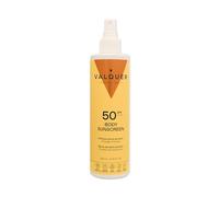 Valquer Protector Solar Corporal SPF 50 en Spray. Hidrata y Protege la Piel Contra los Rayos UVA y UVB. Resistente al Agua con Aroma a Coco y Monoi de Tahití para Todo Tipo de Piel. Vegano. 300 ml