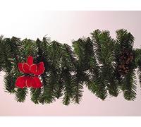 valt Pino Garland 2,75 verde Pine Branches con rojo Poinsettia y Cone pines 95987.0