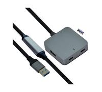 Value Concentrador USB 3.2 Gen1 de 4 Puertos (2X A + 2X C) con Cable alargador, Negro, 10 m