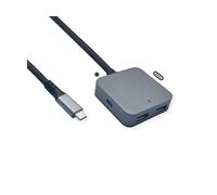 VALUE USB 3.2 Gen 1 Hub, 4 puertos (2x USB-A + 2x USB-C), con cable alargador, 3 m