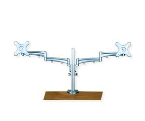 VALUE Barra de Soporte de Mesa de Doble Brazo LCD, 4 articulaciones, Ajustable en Altura por Separado