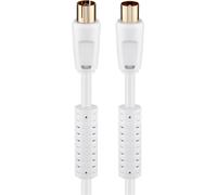 Cable de antena Goobay de 5,0 m, blanco, con ferritas (80 dB), 2x apantallado